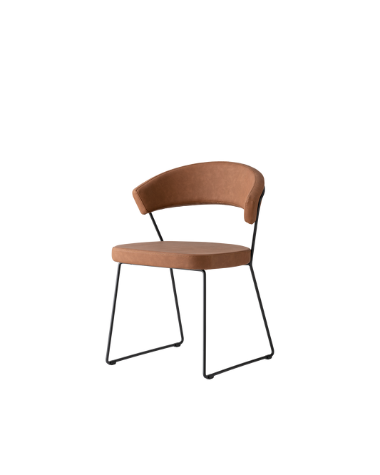 Connubia New York Chair - P15 Matt Black, S0B Vintage Tobacco