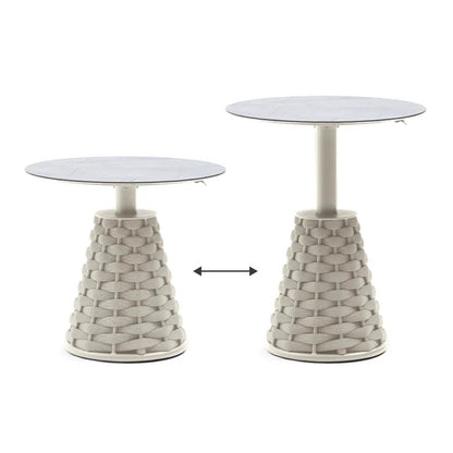 Couture Jardin HUG Round Adjustable Height Table Greige low and high position