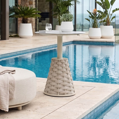 Couture Jardin HUG Round Adjustable Height Table Greige lifestyle