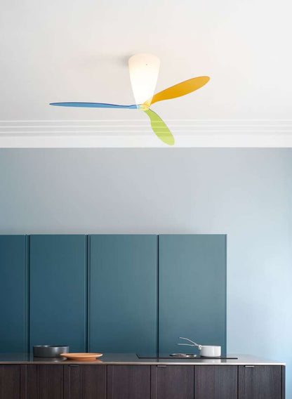 Luceplan Blow Ceiling Fan Light with colored blades
