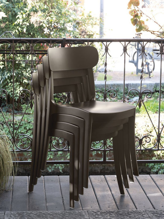 Connubia LOCANDA CB2329 P56P Matt Soil Brown stacked chairs