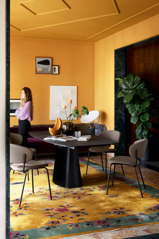 Connubia Ellisse Table CB4858-S 165 - P15 Matt Black frame, P33C Noir Desir ceramic top, alternate angle (real photo)