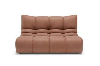 Formosa two-seater sofa in tan leather, front view