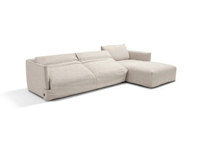 Fraser sofa bed with chaise longue, closed, angled view
