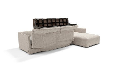 Rear view of Fraser sofa bed with the fold-out bed frame being opened