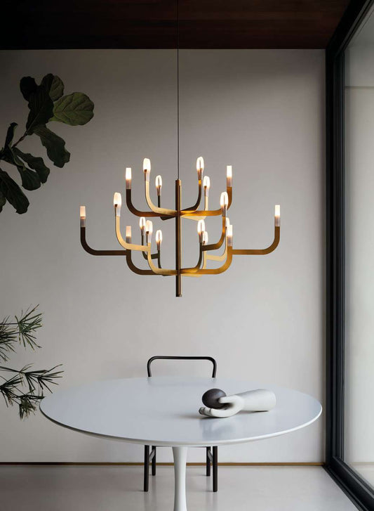 Luceplan J-us Suspension Lamp gold multi-tier