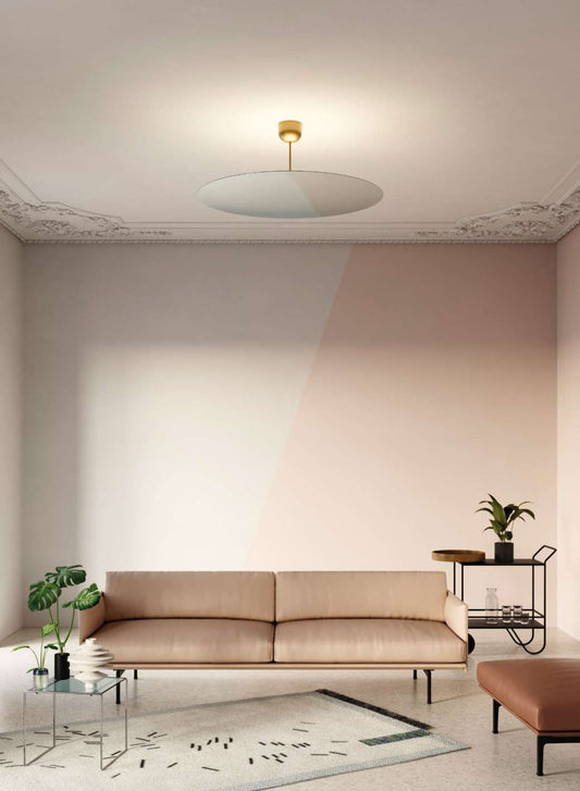 Luceplan Millimetro Suspension Lamp in a living room