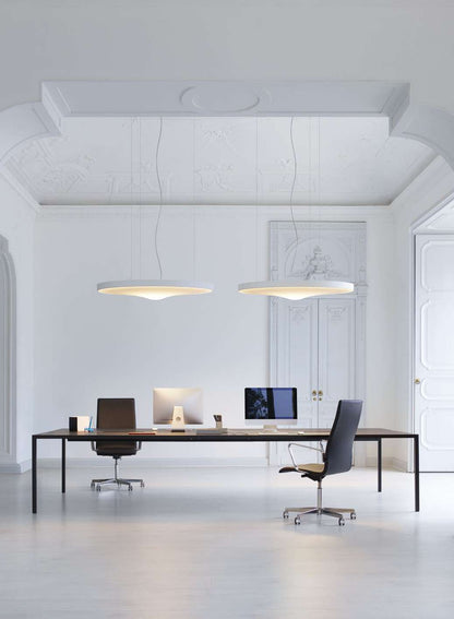 Luceplan Pétale Suspension Lamp pair over a desk
