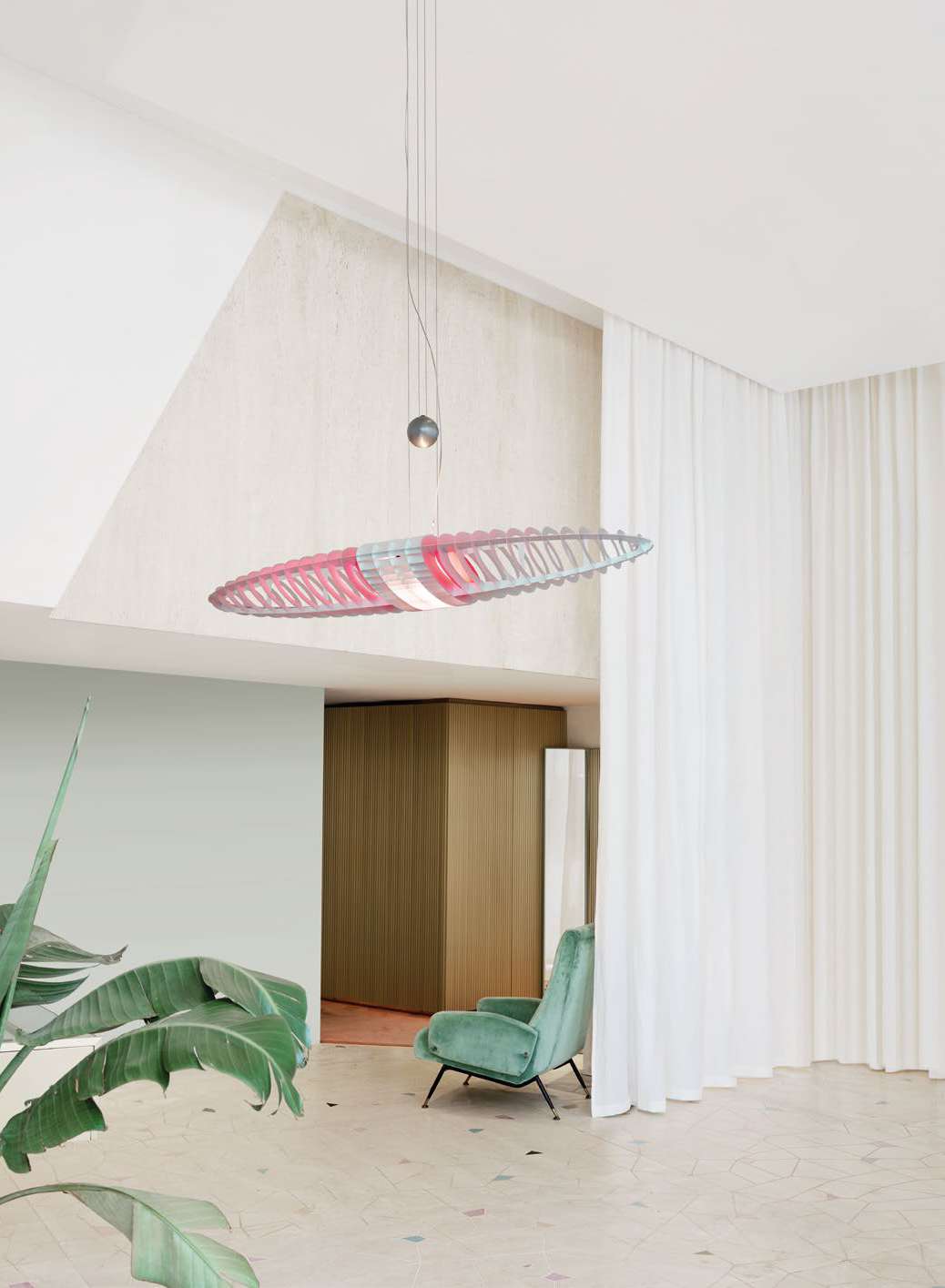 Luceplan Titania Queen Suspension Lamp in a living room